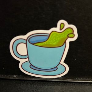 TEA  CUP SPILLING STICKER